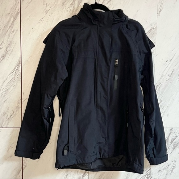 Eddie Bauer Outdoor Black Hooded Performance Shell Nylon Coat SZ S - Picture 1 of 6